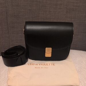 Leo Et Violette Small Nova Black Smooth Leather Crossbody Bag